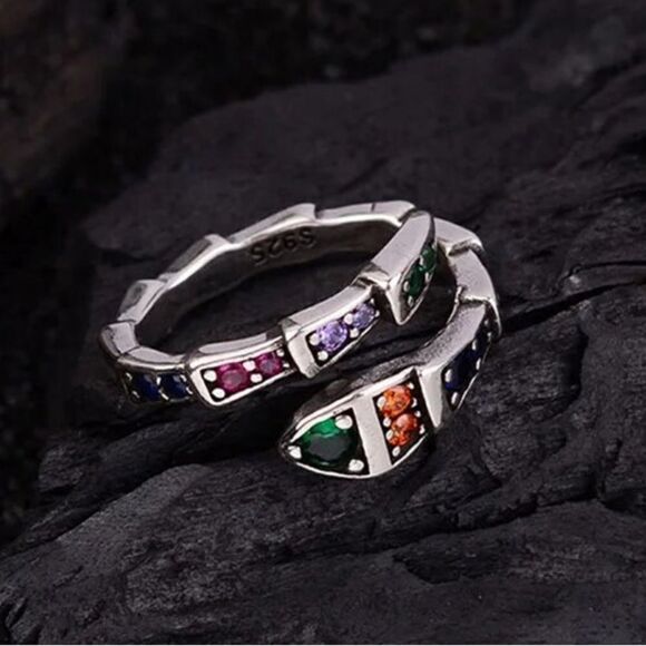 The Multi-Colored Serpent Ring in 925 silver - Picture 7 of 12
